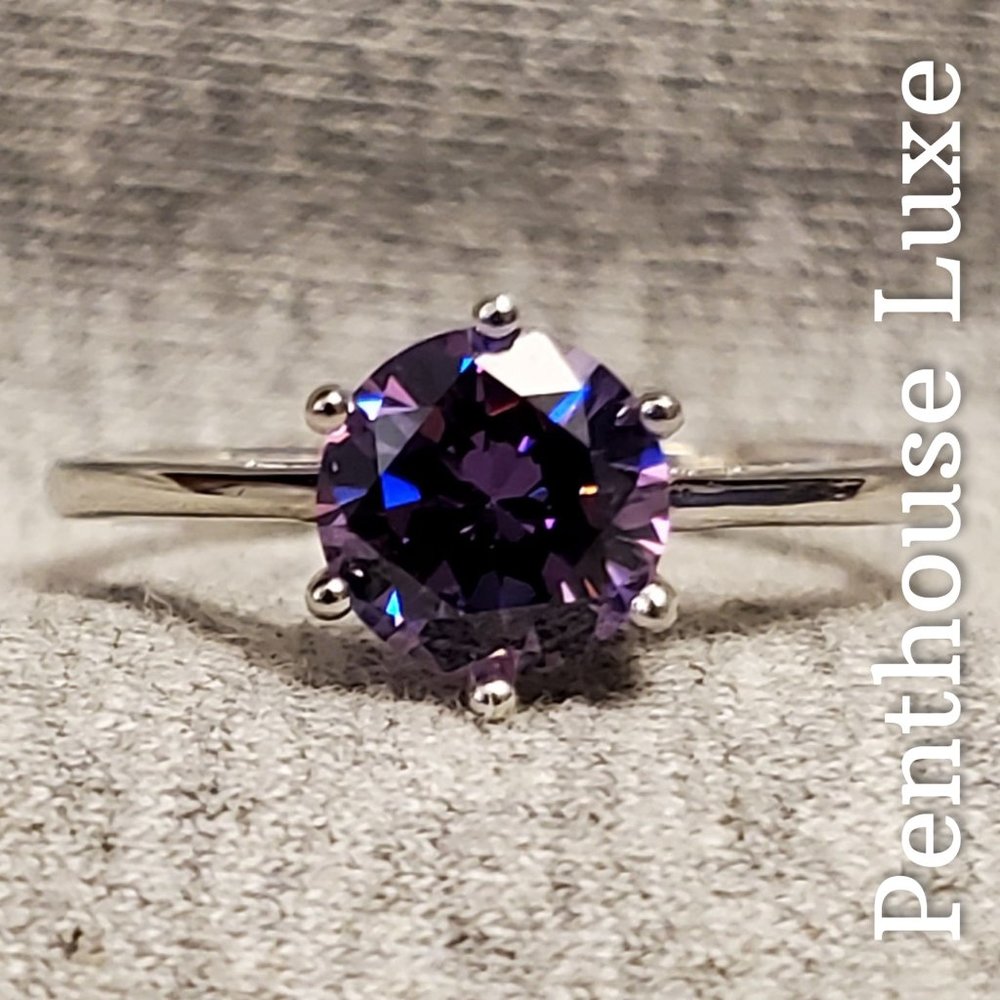 Penthouse Luxe Silver Ring with Purple Gemstone